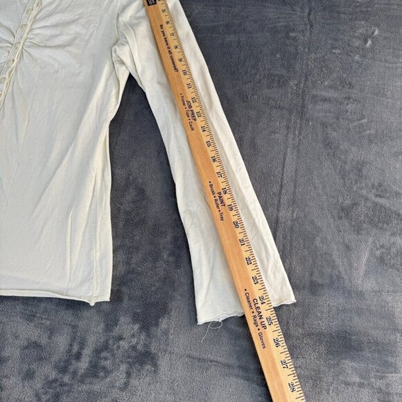 Maurices Y2K XL Long Sleeve Button Henley Top White Flare Sleeve Minimal Classic - Picture 5 of 8
